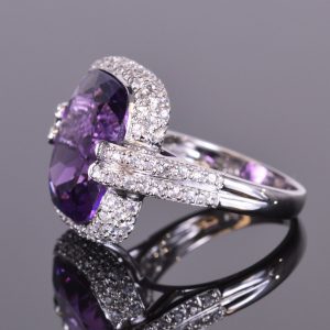 Cushion Cut Amethyst and White Sapphire Royale Ring 4