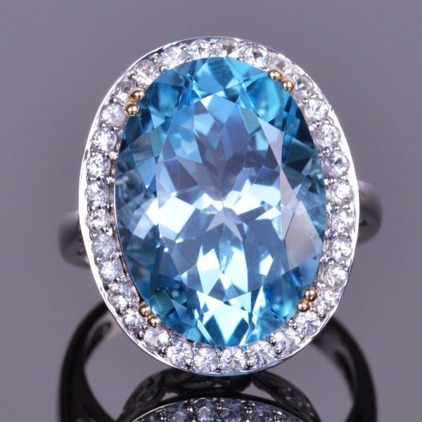 Blue Topaz and White Sapphire Cocktail Ring 1