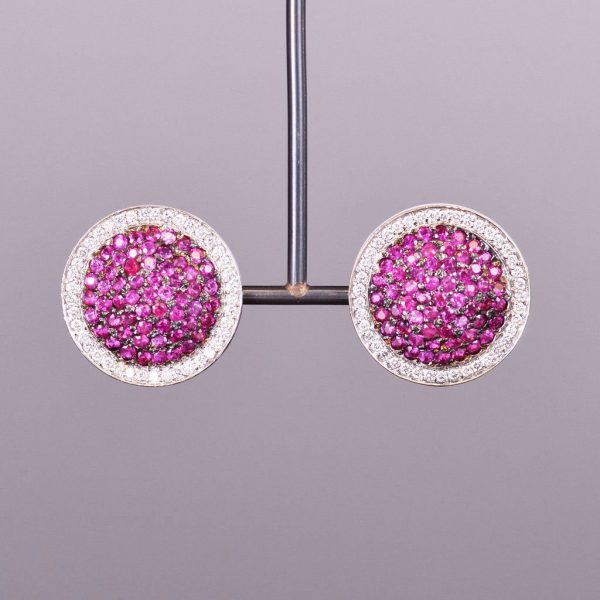 Diamond and Ruby Button Earrings 1